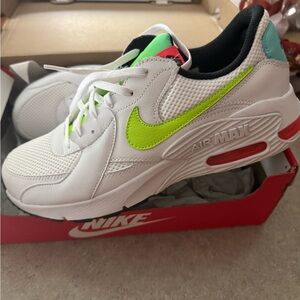 Nike Air Max White with Neon Green and Red Accents NEW Size 10